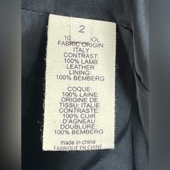 NWOT L’Agence Women’s Harper Leather and Wool Contrast Blazer in Black Size 2 - Picture 12 of 16